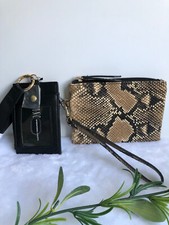 INC International Concepts Wristlet & Card Case Lanyard Camel Snake, NWT