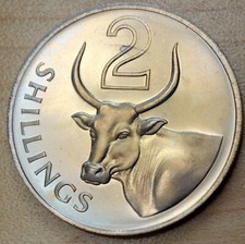 1966 Gambia 2 Shillings African Ox Proof