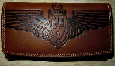 Geld Börse Portmonee Biker  Rind Büffel Voll Leder Wild 69 Kellnerbörse Vintage