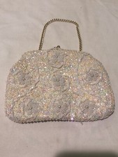 Vintage Beaded Faux Pearl  Sequin Bag Richere Hand Made In Hong Kong