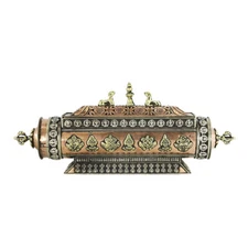 34cm Pure Copper Tibetan Incense Censer Burner with Stupa Deers Eight Auspicious