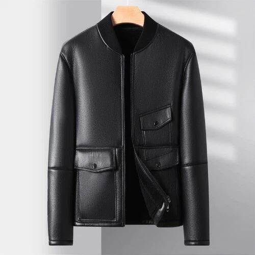 Men's Sheepskin Integrated Fur Coat Leather Jacket Winter Thickened Warm Parka
