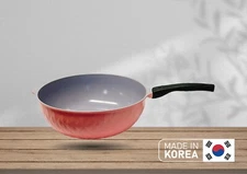 |Made In Korea| Non-Stick Ceramic Frying Wok Pan Interior Exterior Pan 13-1/2"