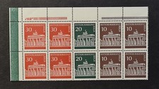 GERMANY BERLIN 1966 XF MNH OG BRANDENBURG GATE PANE COMBINATION SUPERB