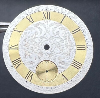 DIAL FOR ETA UNITAS 6498 SILVER/GOLD ROMAN NUMBERS D = 38.5mm FROM STOCK