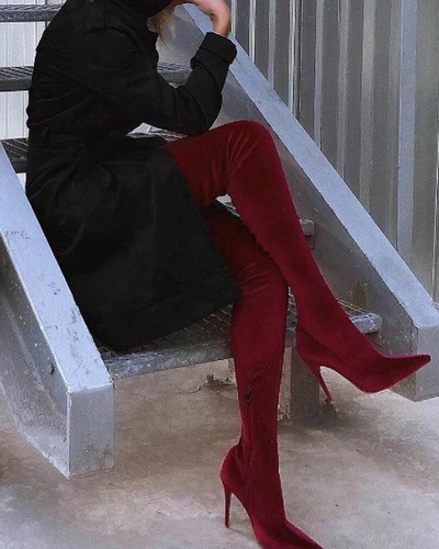 Womens Over The Knee Boots Suede Stiletto High Heel Shoes Sexy Long Thigh Boots - Picture 6 of 17