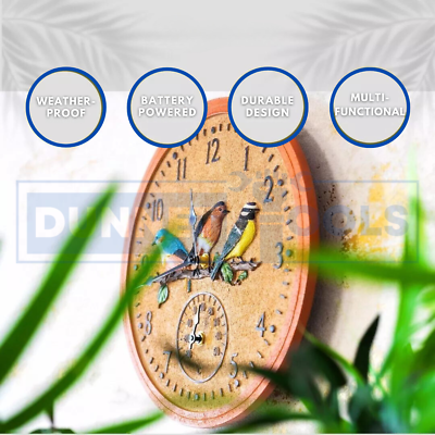 outdoor bird clock and thermometer
