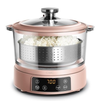 3L Glass Mini Low Carb Rice Cooker   Holds 2 Cups Raw/Makes 6 Cups Cooked W/
