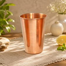Pure Copper Drinking Glass 400ml Handmade Copper Tumbler Water Cup Ayurvedic