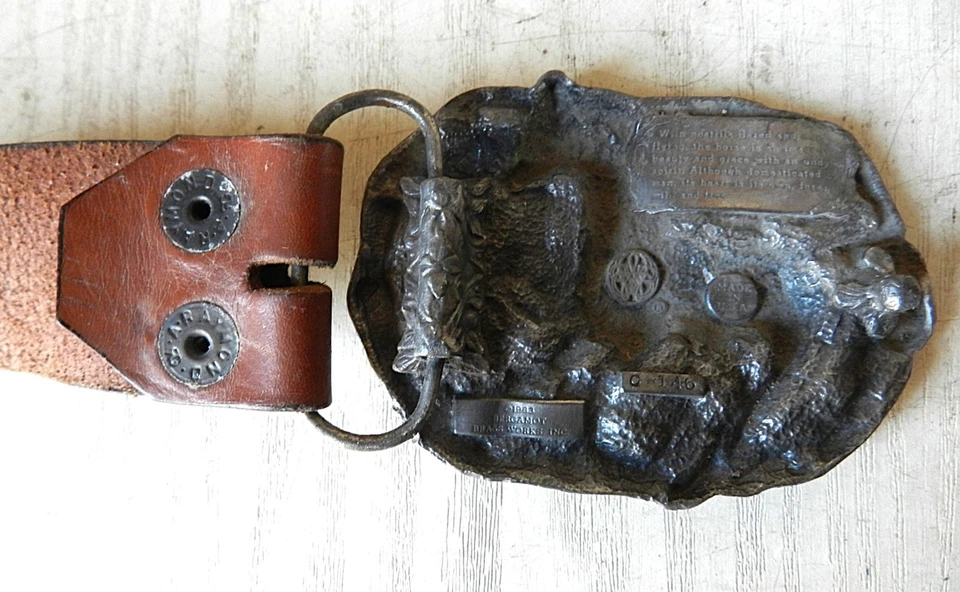 Boucle de Ceinture Vintage 1983 Bergamot Brass Work Inc. 146 * Chevaux - Photo 4/4
