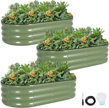 G GOOD GAIN Galvanized Metal Raised Garden Bed Kit - 4x2x1FT Outdoor Planter Box