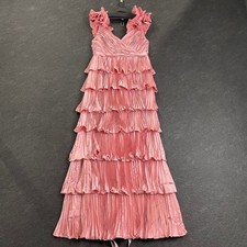 MAC DUGGAL Floral-Strap Tiered Ruffled Maxi Dress Women's Size 10 Rose