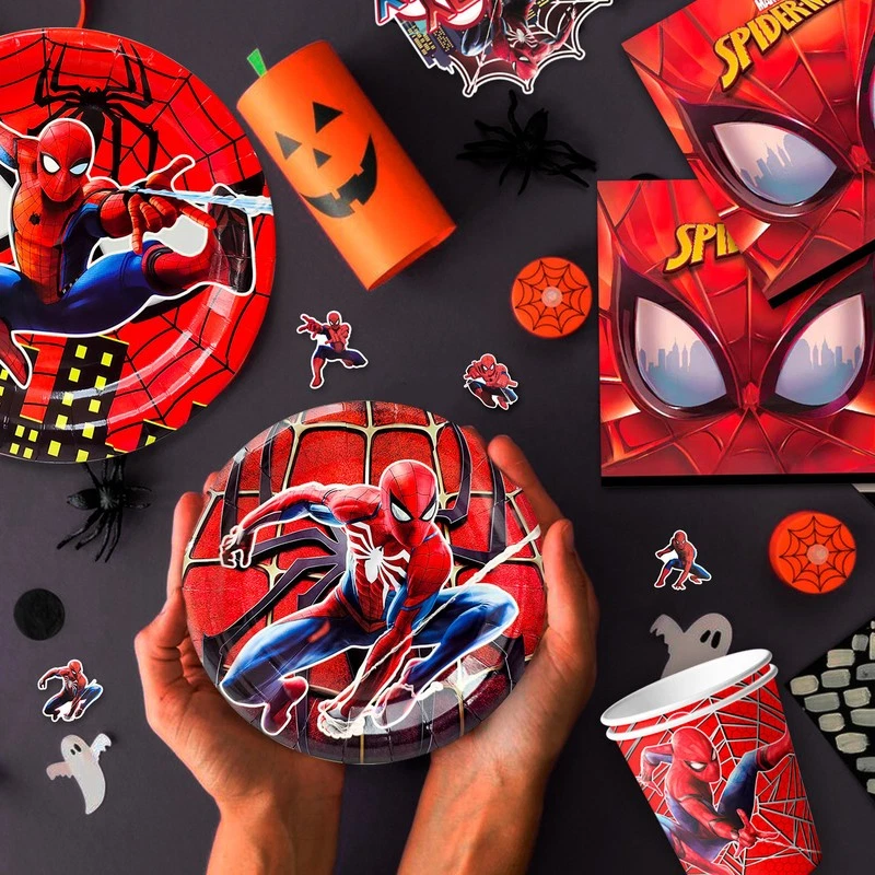 115 Piezas Spiderman Fiesta Decoración Marvel Cumpleaños Suministros Globos Vajilla Foto 4 de 4