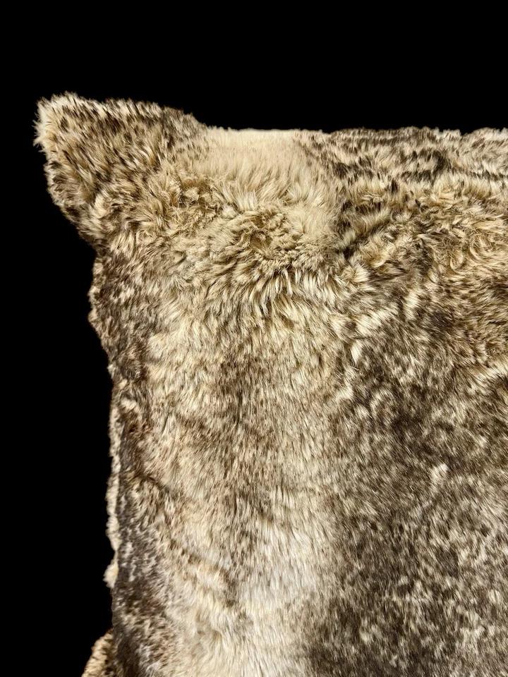 Pottery Barn FAUX FUR Pillow Cover 18" Brown INCLUDES PB Feather Insert EXC! - Image 4 of 4