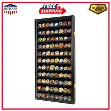 DisplayGifts Military Challenge Coin Display Case Poker Chip Holder Wall Cabinet