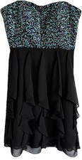 Adrianna Papell Hailey Logan Dress Women's Size 5/6 Sequin Top Ruffle Skirt  