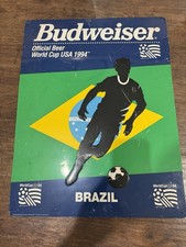 Vintage 1994 World Cup Budweiser Official Brazil Metal Sign