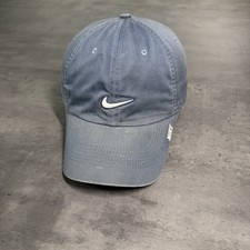 Vintage Nike Hat Stone Blue Mini Micro Swoosh Check Embroidered Logo Faded Cap