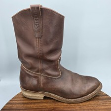 Red Wing Pecos Boots Mens 10 D Brown Leather Soft Toe Nailseat Pull On Work 1155