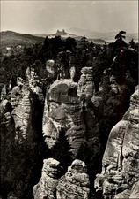 RPPC Rock Formations Prachov Bohemian Paradise Czech Republic vtg postcard a691
