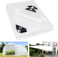 ANGAR 16 Mil Clear Greenhouse Tarp, 6x8FT Heavy Duty Waterproof Clear Tarps with