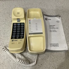 AT&T 210 Trimline Telephone Corded Handheld Ivory 13 Number Memory