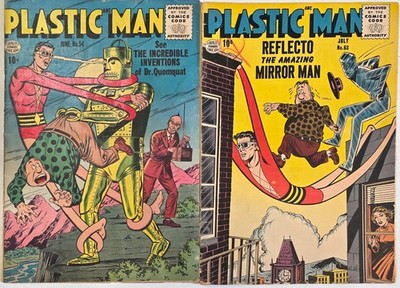 Plastic Man Lot (2) #54 & 63 VG VG- Woozy Dicky Quality 1955 Golden Age