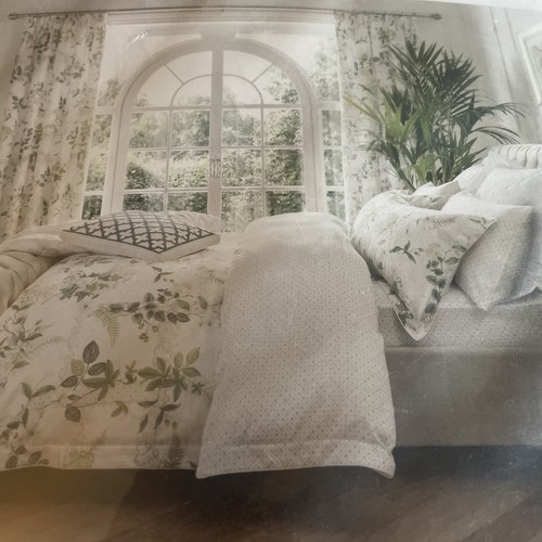 Dorma Botanical Garden Floral Curtains Blackout Lined 66” X 54” New Cotton White - Picture 1 of 4
