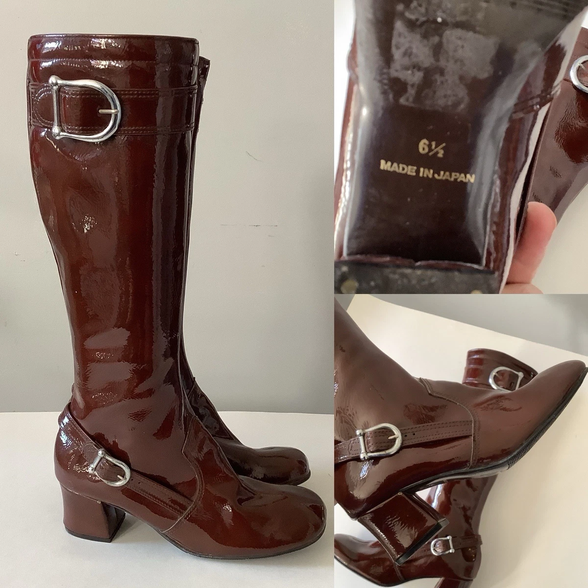 Mod/GoGo Leather Boots 1960s Vintage Shoes for Women for 
