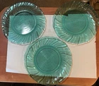 Vintage Set of 3 Jeanette Swirl Ultramarine Depression Glass 9" Plates - GUC