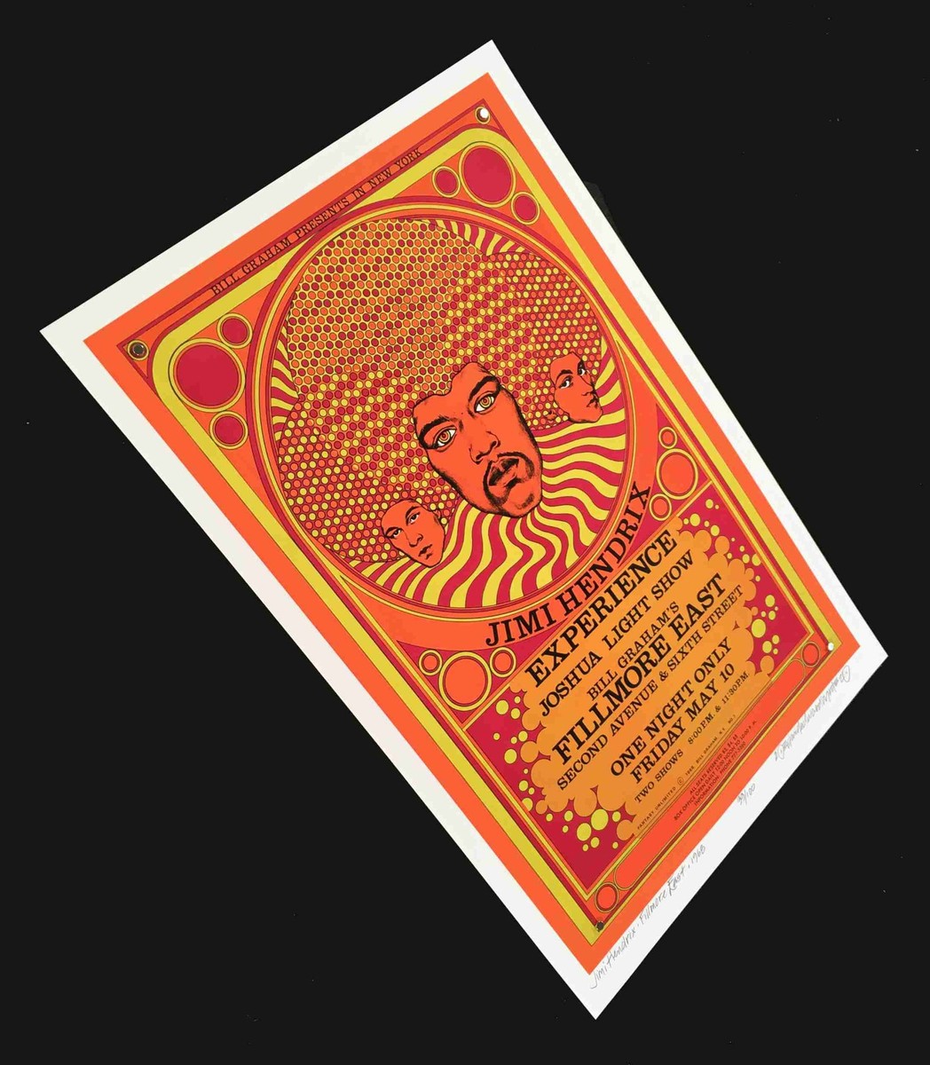 Jimi Hendrix Poster Fillmore East 1968 New Artist Edition Hand
