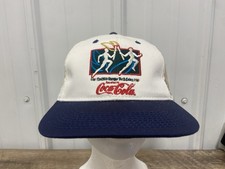 1996 Olympic Torch Relay Coca Cola Baseball Cap White Blue Limited 1 Of 1996