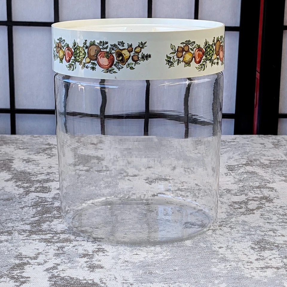 Vintage Kitchen Canister Pyrex Jar Clear Glass Spice of Life Lid Storage 7.5 in - Image 4 of 4