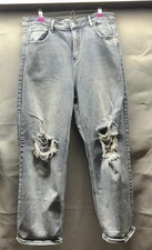 Almost Famous Distressed Baggy Fit Jeans Juniors 15 WideLeg Light Blue Wash