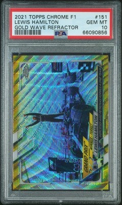 2021 Topps Chrome F1 Formula 1 LEWIS HAMILTON Gold Wave Refractor /50 PSA 10