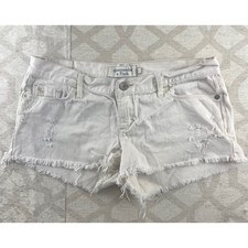 Abercrombie  Fitch Womens Size 2 Off White Distressed Raw Hem Denim Shorts