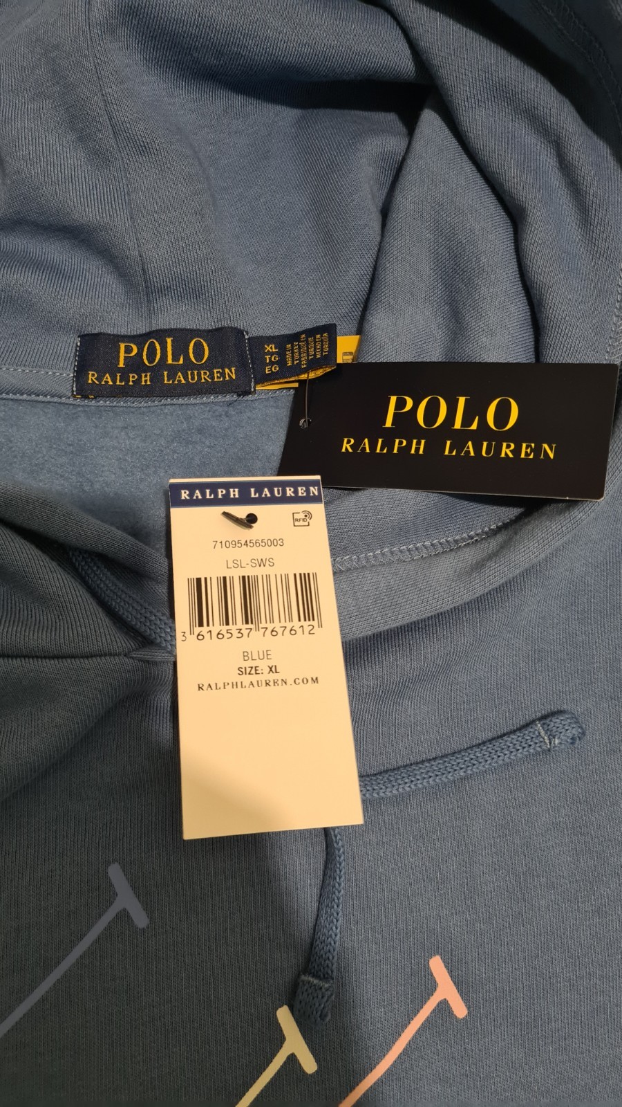 Polo Ralph Lauren Triple Big Pony Felpa con Cappuccio Blu XL