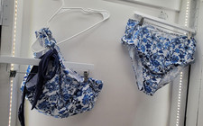 2 Piece Women's Bathing Suit 2XL Blue and White Floral Design NWOT
