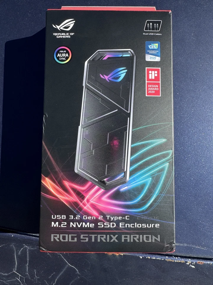 ASUS ROG STRIX Arion Lite M.2 NVMe SSD External Portable Enclosure Case - Black - Image 3 of 4