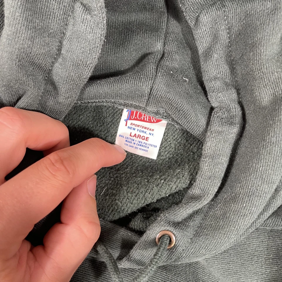 Sudadera con Capucha J Crew Para Hombre Grande Verde 14oz Heritage Polar Peso Pesado Foto 3 de 4