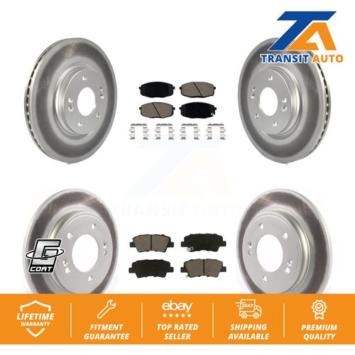 [Front+Rear] Coated Disc Brake Rotor And Ceramic Pad Kit For 2020 Kia Forte 1.6L - Picture 1 of 9
