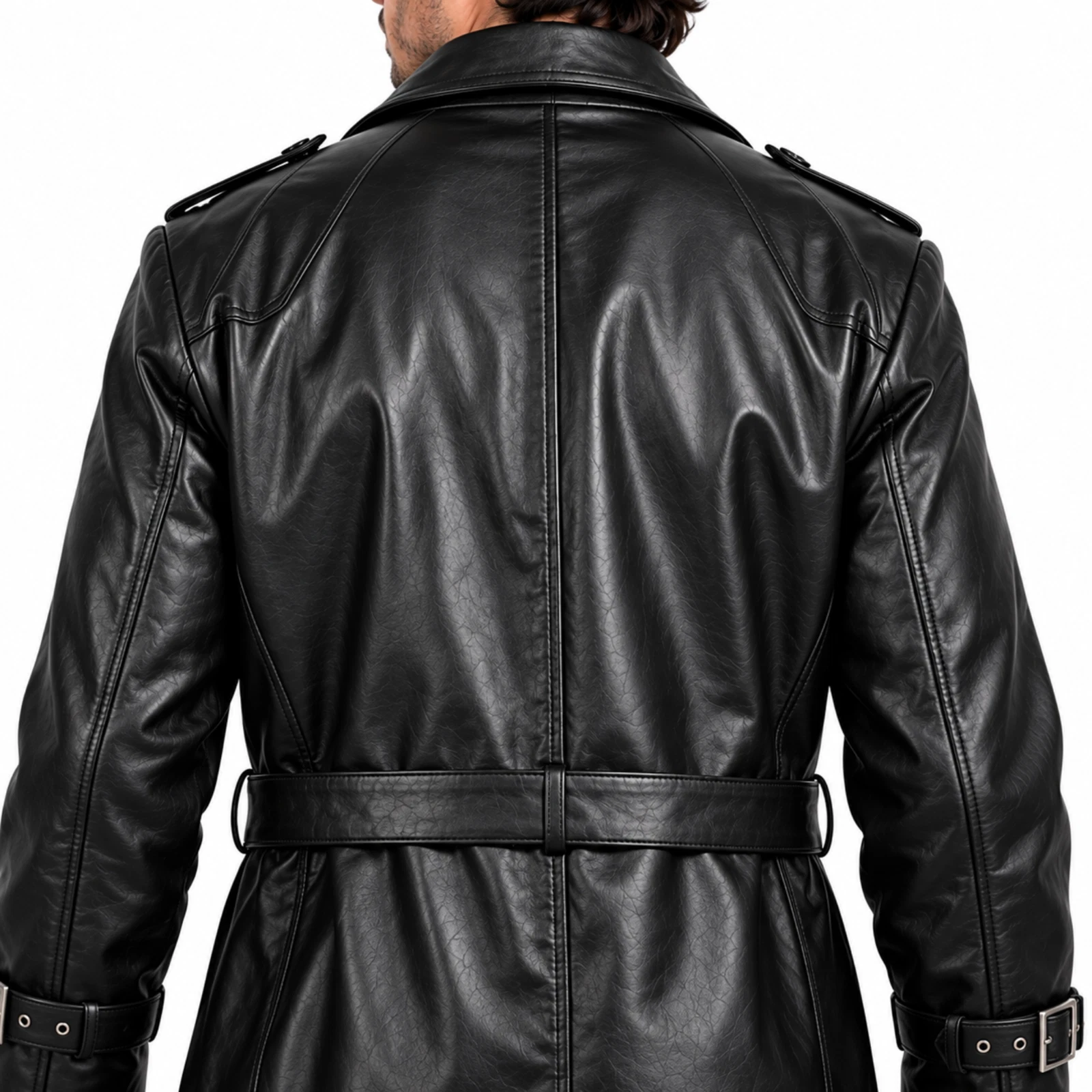 Resident Evil Requiem RE9 Trench coat Zeno Black Leather Coat,  Cosplay image 6