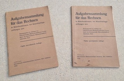 AUFGABENSAMMLUNG  fur das RECHNEN ~ 1941 ~ TWO MATH WORKBOOKS ~ VINTAGE