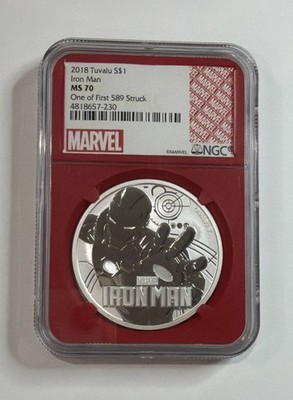   2018 Tuvalu Marvel IRON MAN One Of The First Struck NGC MS70 1 oz Silver Coin