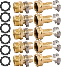 5 Set Garden Hose Repair Connector Kit W/ Clamps Fit 3/4"/5/8" Garden Hose