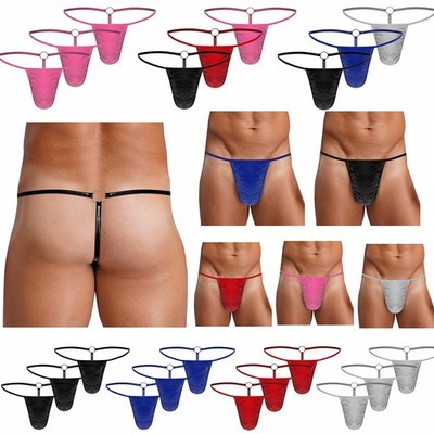 Men G-string Beach Underwear Low Rise Thongs Nightwear 3pcs Dating Bulge Pouch