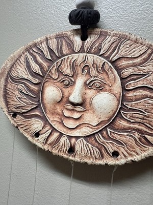 Sun Face Terra Cotta Wind Chime 90s Vintage Celestial Sun Decor