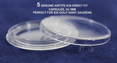 5 - 34mm Direct Fit GENUINE Airtite Coin Capsules for $20 Gold Saint Gaudens