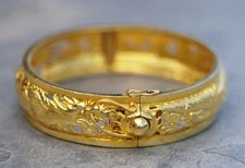 .9999 Fine Yellow Gold Double Happiness Dragon + Rooster Bangle LARGE 23 grams