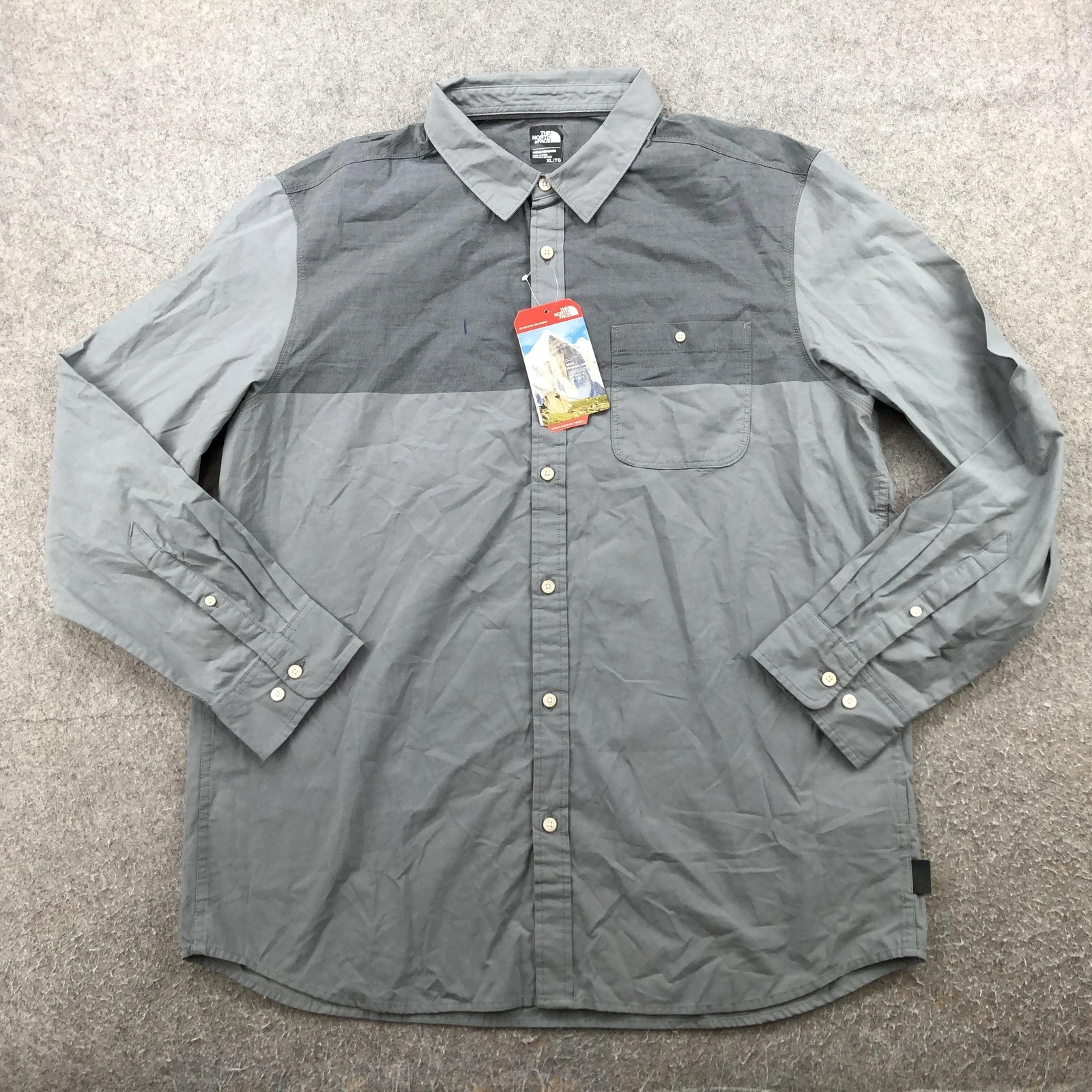 The North Face Shirt Mens XL Gray Colorblock Block Me Long Sleeve Button Up